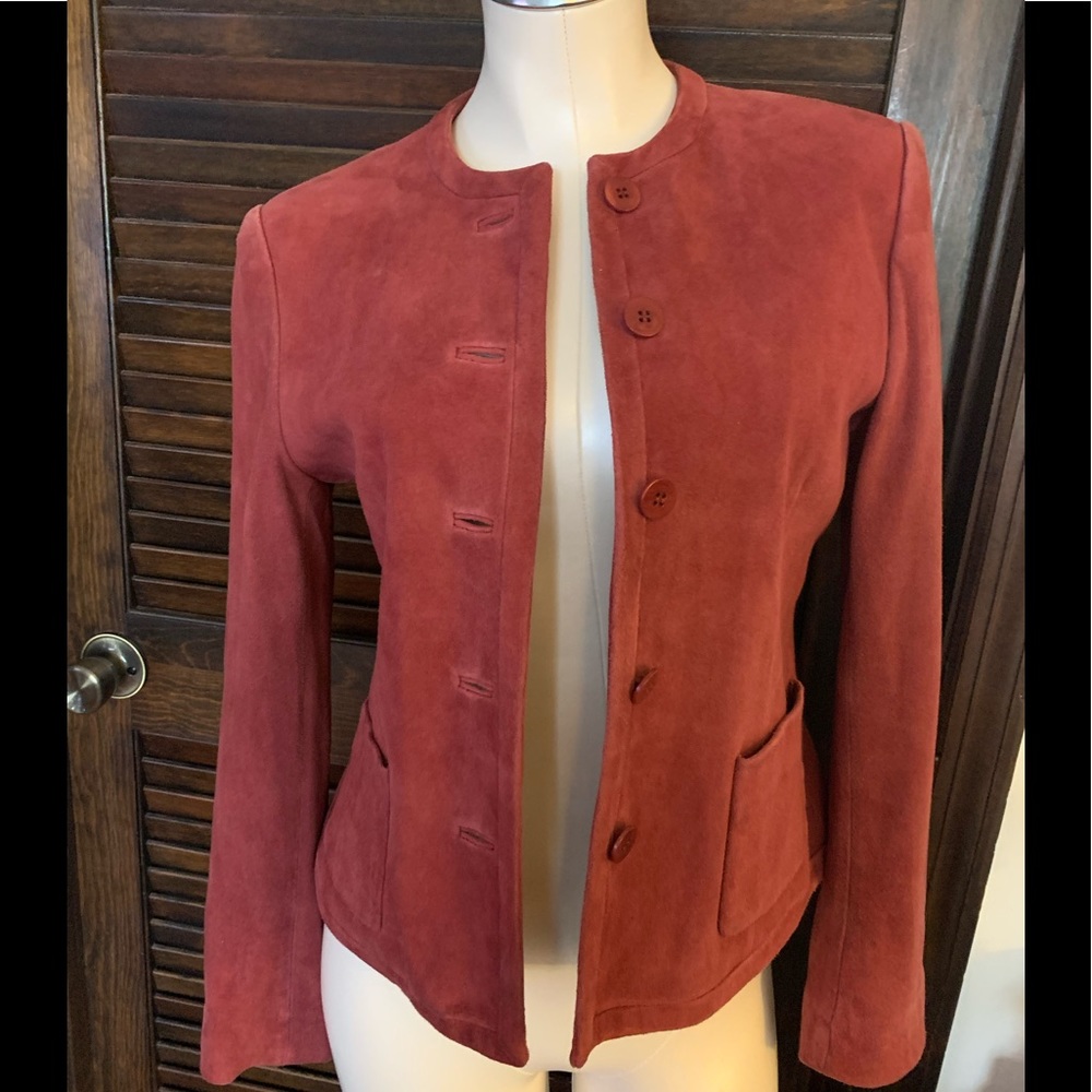Anne Klein suede jacket, Size 4, rust red